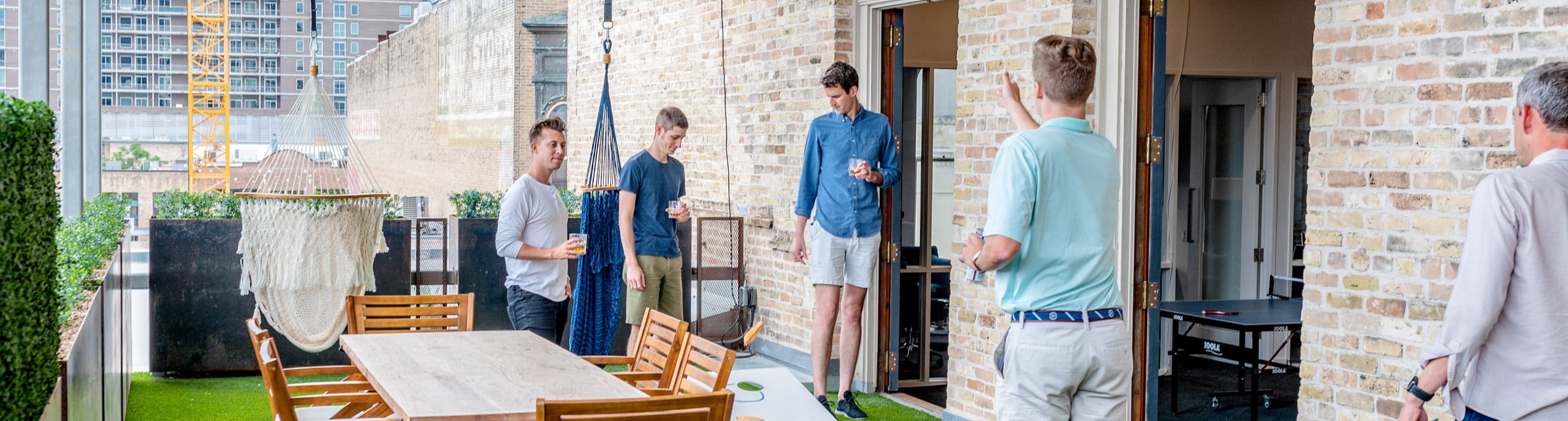 Team collaborating in a modern office